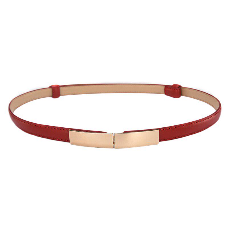 Women Ladies Fashion Casual All-match Square Buckle Belt Multi Color Slim Faux Leather Waistband Belt