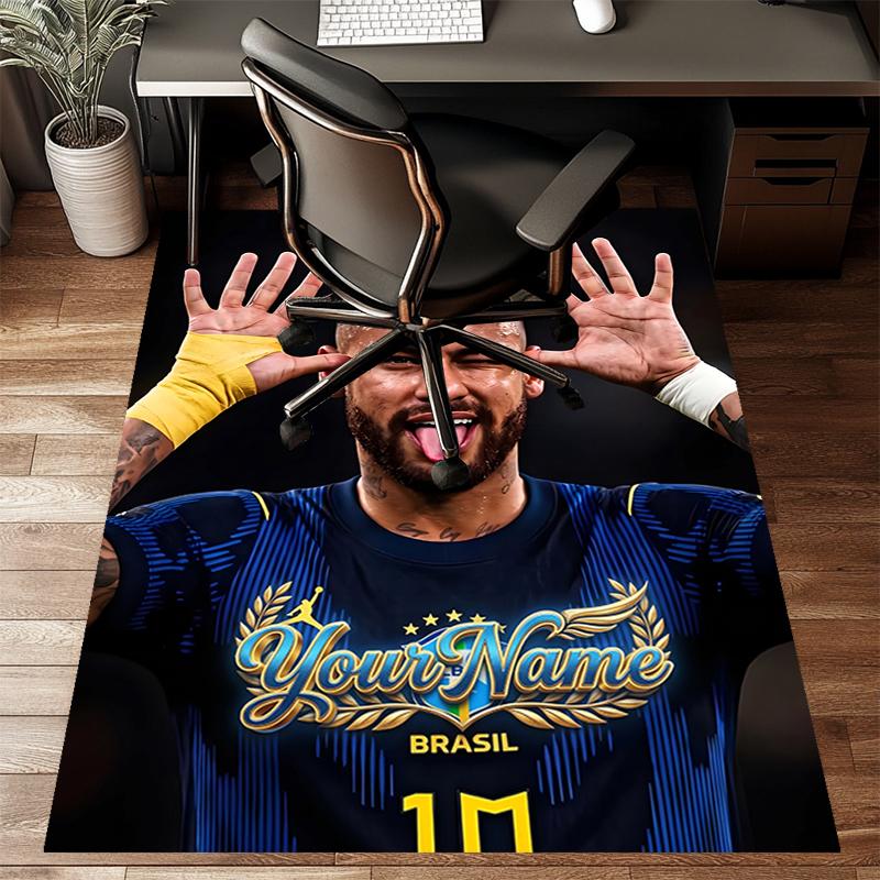 Brazilian football player Design Area Rug Personalized Name- Non-Slip, Soft & Cozy Floor Mat for Living Room, Office - Indoor/Outdoor Carpet