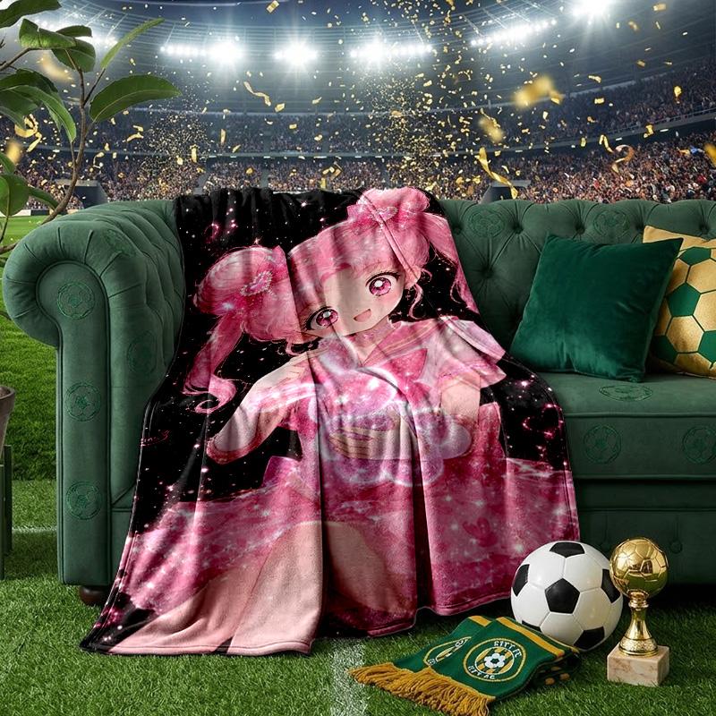 Pink Heart Puella Magi Throws Blanket Flannel Blankets Plush for Couch Bed Gifts for Men Women Travel picnic blanket Christmas fan gifts