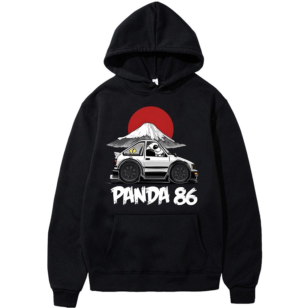 Толстовка с капюшоном в стиле аниме Initial D JDM Panda 86 с мультяшным принтом, японская уличная одежда, унисекс, Sudaderas, повседневная черная толстовка с длинными рукавами, Wo унисекс