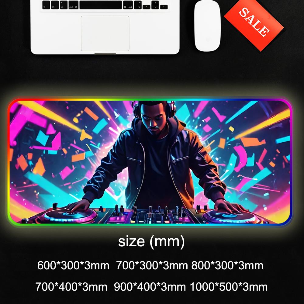 Коврик для мыши DJ RGB Игровой коврик для мыши Большой светодиодный коврик Настольный коврик для ПК Светящийся коврик для мыши Большие коврики для клавиатуры Настольный ковер с подсветкой