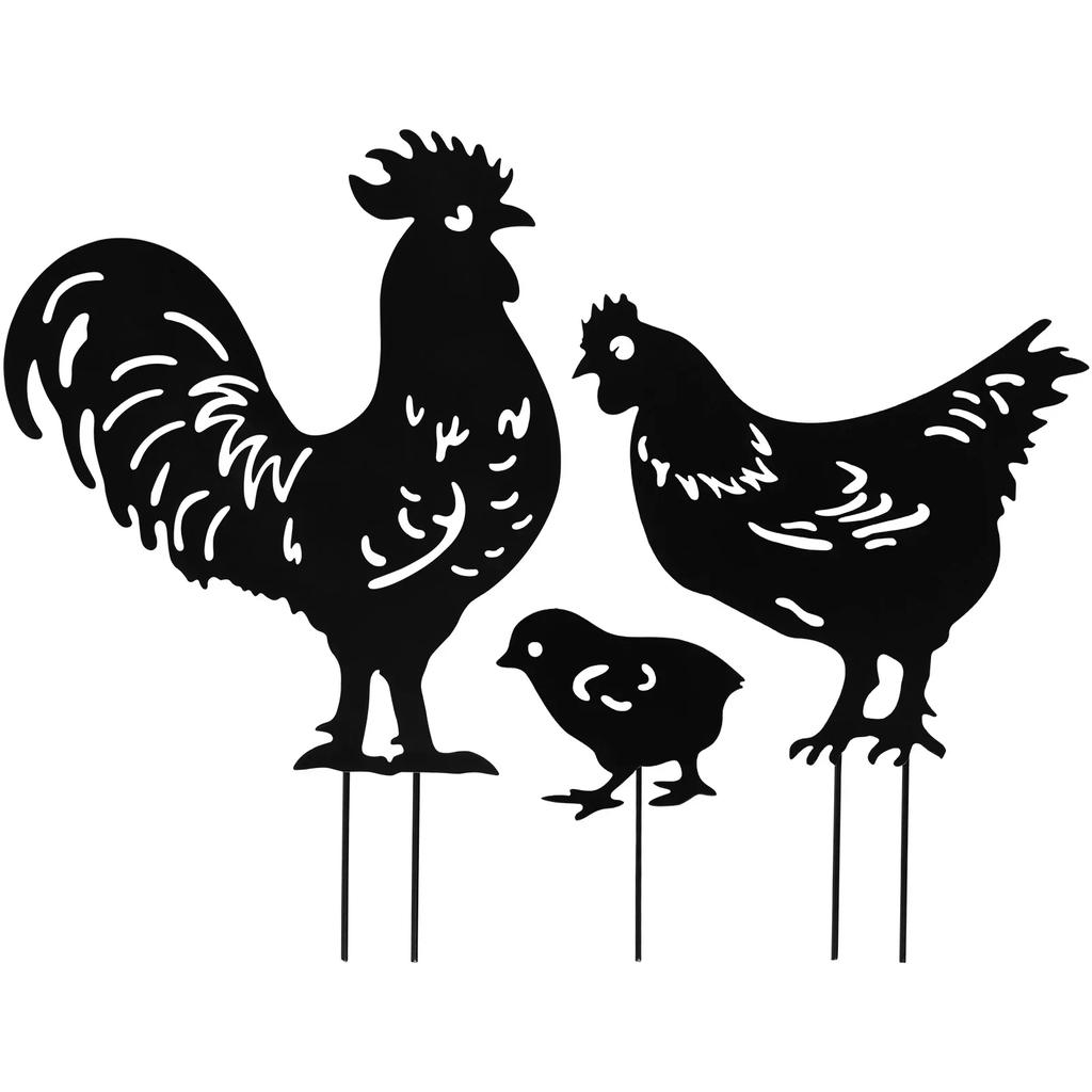 Metal Chicken Garden Decoration Garden Stakes For Yard Art Chicken Silhouette Statues Patio/Lawn Outdoor Chicken Decor Garden Ar