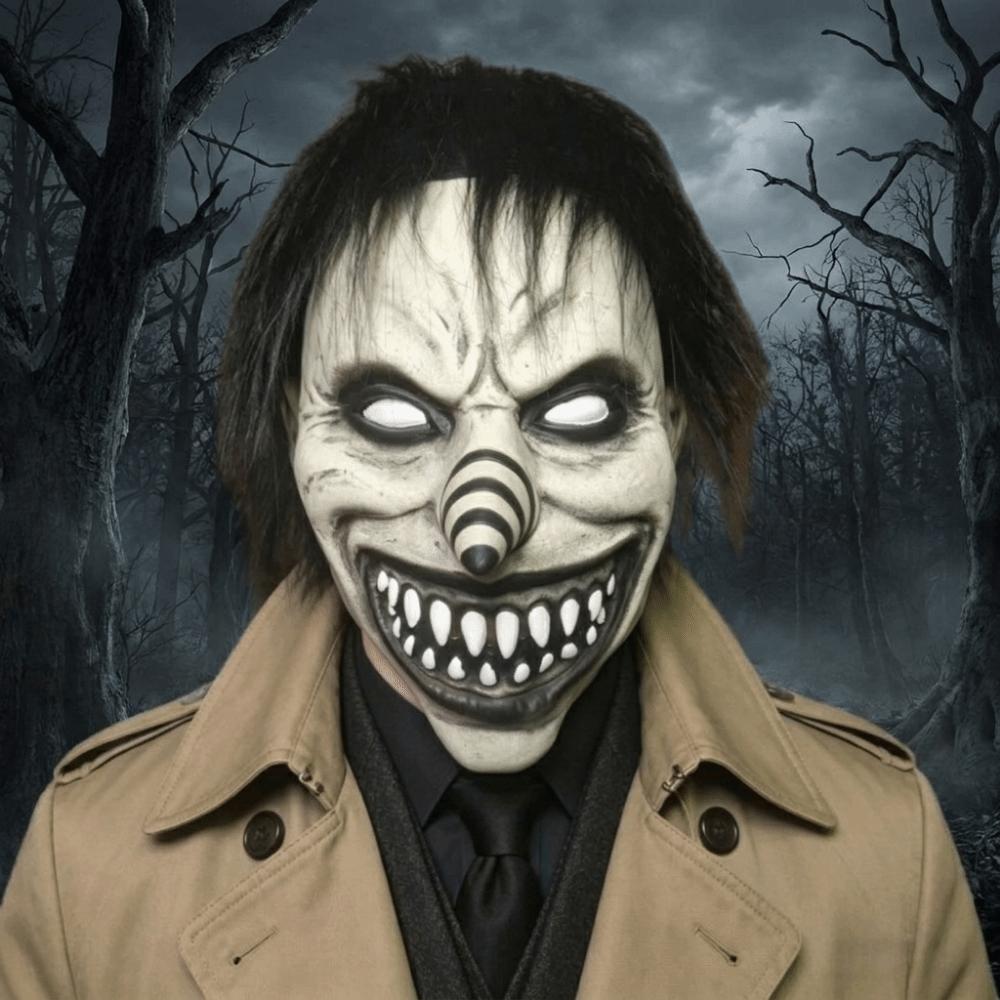 Full Face Spiral Clown Head Cover Spooky Terrifying Cosplay Mask  Haunted House