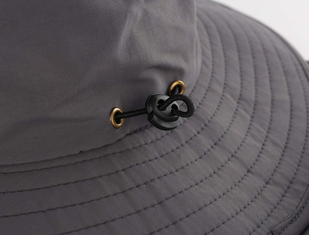 Детская летняя кепка с клапаном UPF, быстросохнущая, широкополая шляпа от солнца, шляпа с защитой от УФ-лучей, шляпа сафари для малышей (Подключите их) 50+ (Темно-серый)