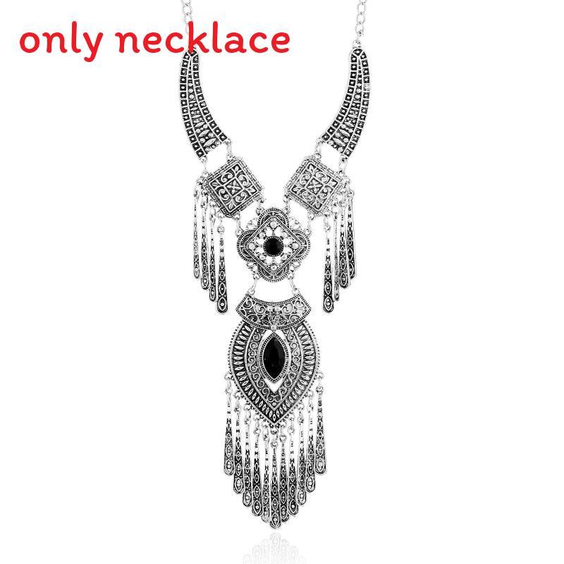 Ethnic Style Simulation Gemstone Decoration Women Necklace With Tassel Design For Spring Trend Followers