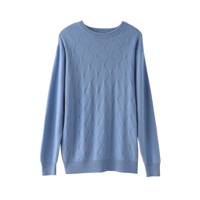 Мужской кашемировый свитер - Коллекция Осень/Зима: Круглый вырез, Свободный крой, Однотонный, Трикотажный пуловер в стиле business casual