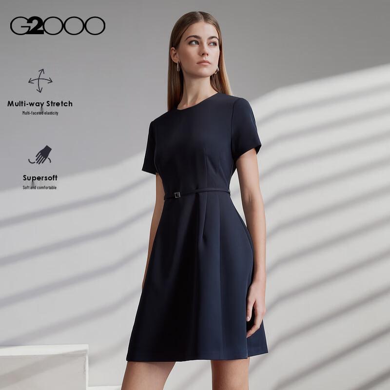 G2000 Платье с поясом и коротким рукавом