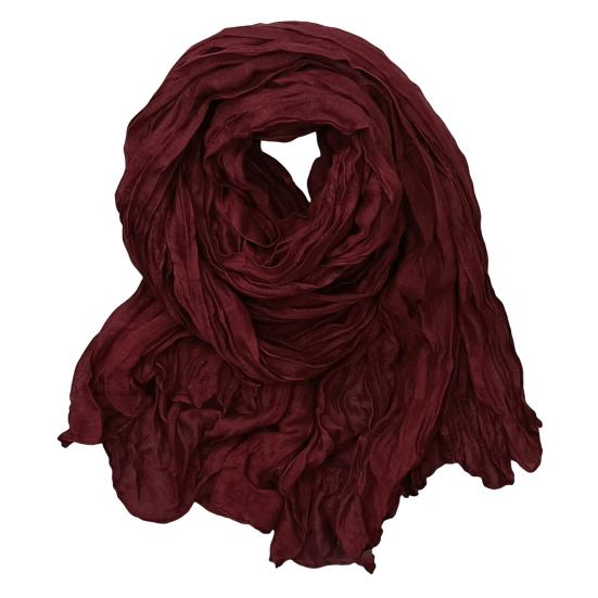 Women Scarf Solid Color Pleated Long Scarf Retro Autumn Winter Warm Long Scarf Soft Vintage Inspired Scarf