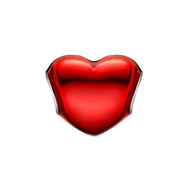 Pandora Heart Shaped Metal Red Heart Charm Women Jewelry 799291C02