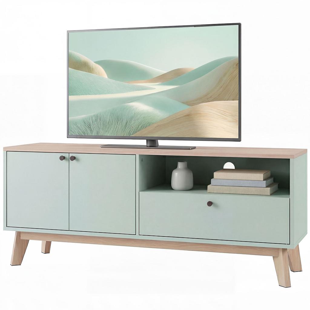 TV Stand Cabinet for Television up to 36 Inch, Modern TV Unit with 2 Doors, Entertainment Center with Adjustable Shelf