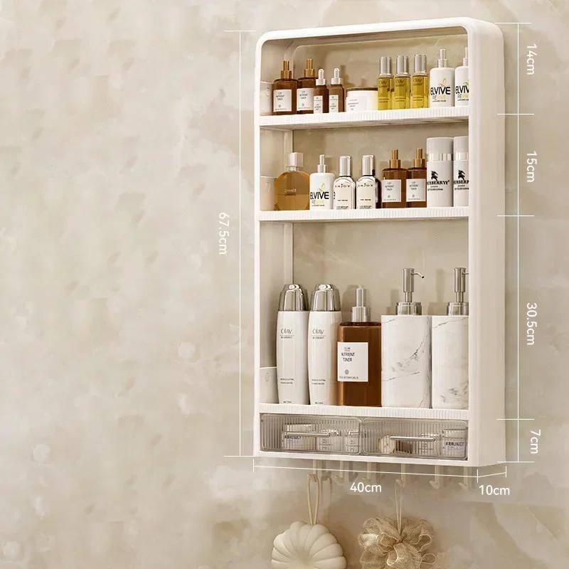 Стеллаж для хранения в ванной комнате, туалетный столик, неперфорированный настенный стеллаж для хранения средств по уходу за кожей, органайзер для ванной комнаты