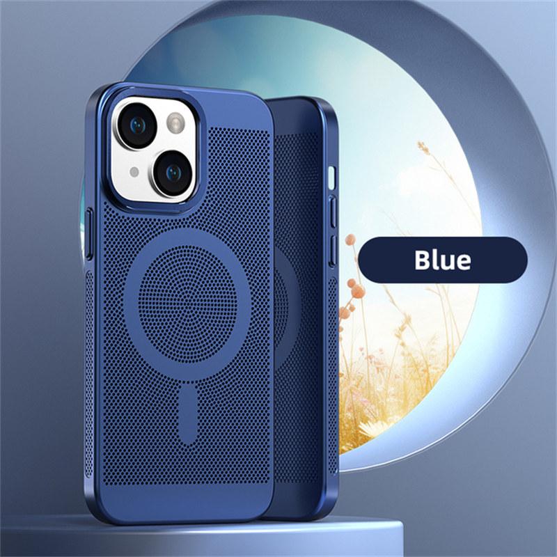 Metal Lens Protection Breathable Mesh Magnetic Magsafe Wireless Charging Hard Phone Case For iPhone 11 12 13 14 15 16 Pro Max Cover