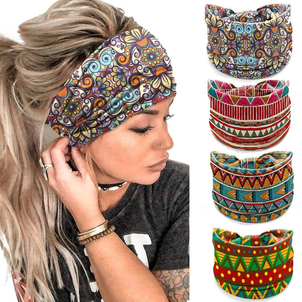 Elastic Wide Headbands Boho Printed Headscarf New Soft Bandana Girls