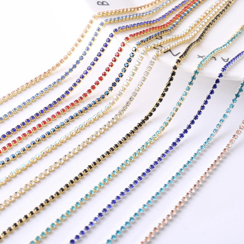5M Rhinestone Drill Chain 2mm Glass Rhinestone Claw Chain Trim DIY Sewing Costume Craft Performance Clothing Decor Accessories