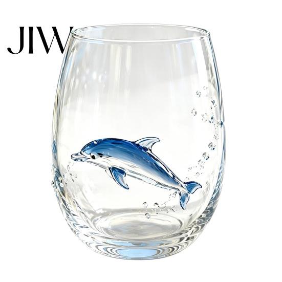 Nautical Home Decor Octopus Glass Tumbler, 350ml Stemless Wine Glass, Whale Dolphin Turtle Artistic Sea Creature Cup Drinking Cup, Handcrafted