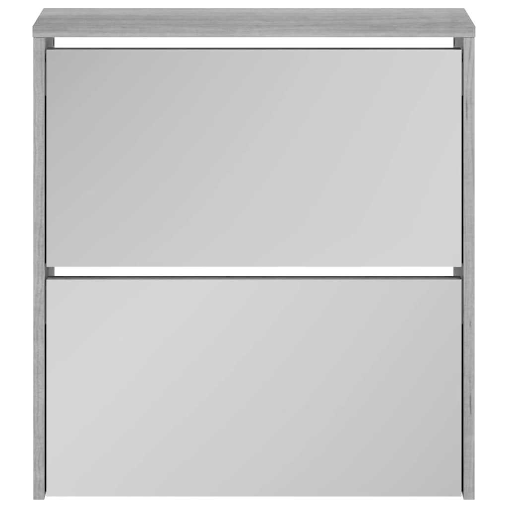 Shoe Cabinet with Mirror 2 Flip Down Compartments Grey Sonoma 63 x 17 x 67 cm