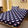1 Piece Blue Team Pattern Brushed Fitted Sheet, Heart Printed Bedspread For Bedroom, Bedding (Not Include Pillowcase)