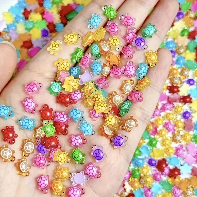 Eight Color Decorative Bead Decoration DIY Accessories Resin Accessories Handmade DIY Decoration 100Pcs Mini Luminous Turtle