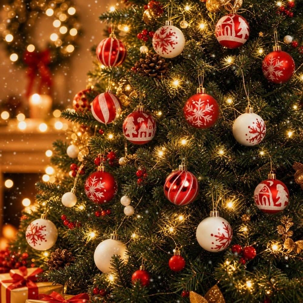 44Pcs/Set Creative Christmas Ball 6/3CM Xmas Ornament Ball Durable Christmas Tree Balls Storefront