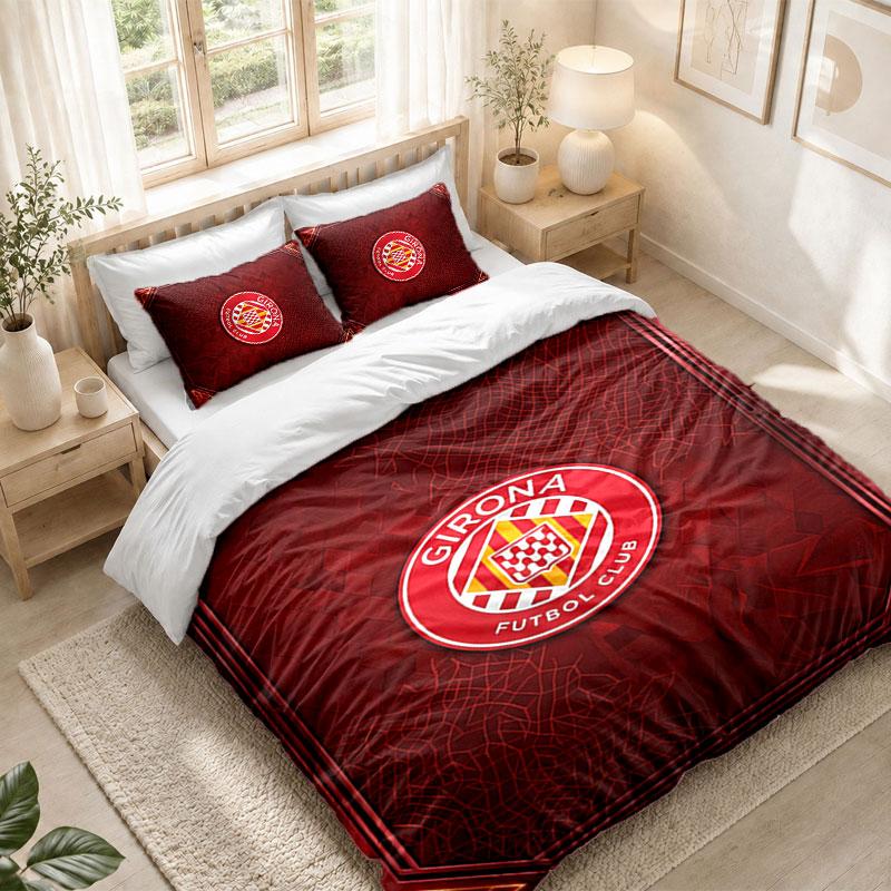 Bedding Set 1 Duvet Cover 2 Pillowcases Girona FC Print Bedroom Home Decoration