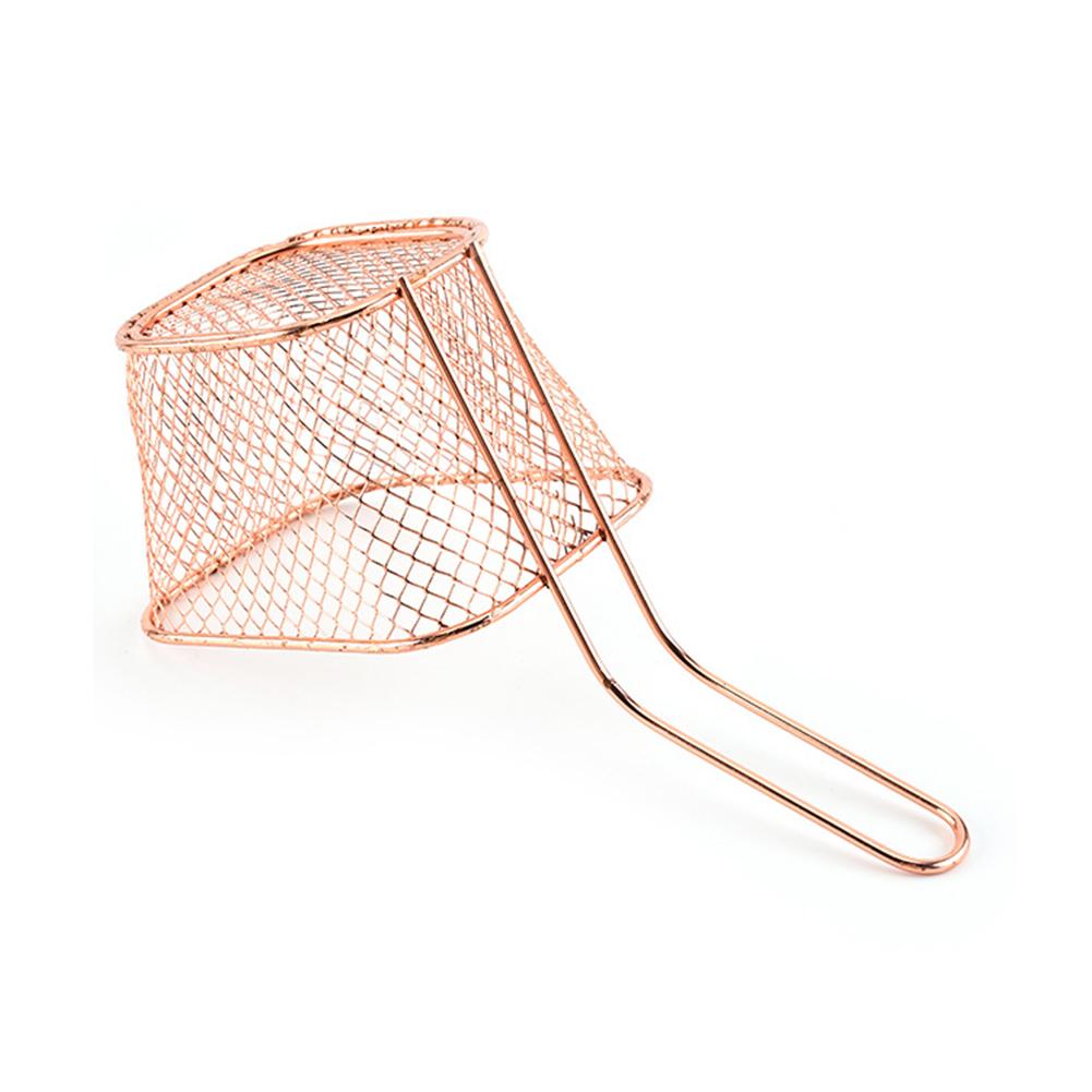 Mini Size Square Fry Basket Metal French Fries Chips Holder with Handle Desk Food Presentation Mesh Basket Food Prep Area Accessories Tools