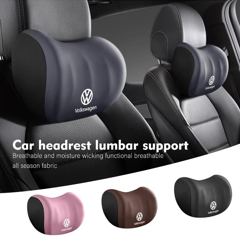 WET1 Car Seat Headrest Neck Memory Neck Rest Pillow Lumbar Support For Volkswagen VW Scirocco Passat Polo B5 B6 B7 CC Tiguan Sharan