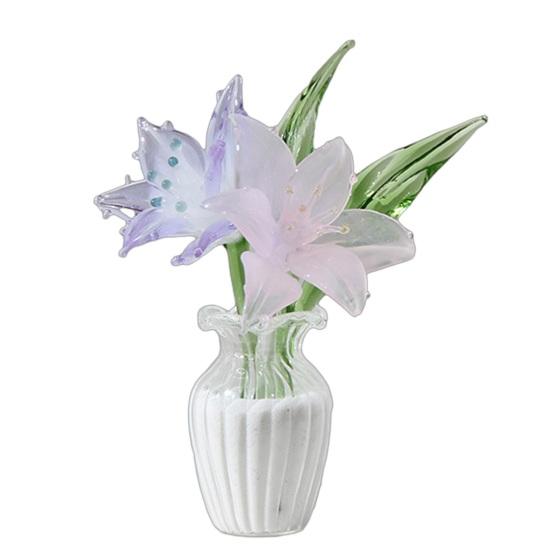 Mini Artificial Glass Flowers Hand-Blown Stained Glass Flowers Miniature Flower