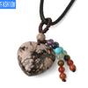 Natural Crystal Heart Pendant Necklace Short Tassel Seven Chakras Necklace Texture Jewelry
