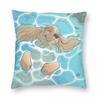 Gicky Swimming Summer Square Pillowcase Polyester Linen Velvet Pattern Zip Decor Bed