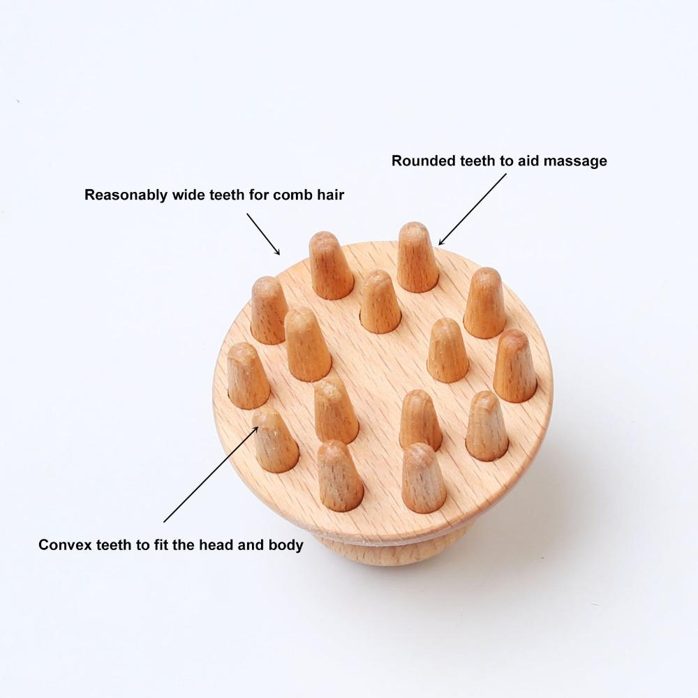 Ergonomic Handle Manual Massage Tool Mushroom Shape Wooden Massager Scalp Massager  Full Body Use