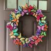 Artificial Butterfly Wreath Outdoor Decorative Welcome Wreath for Front Door Wall Window Spring