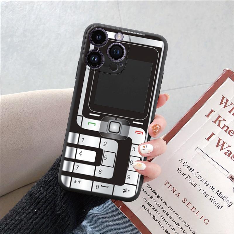 Чехлы для телефонов для iPhone 15 Pro 6 14 XS 13 Max XR 12 Mini 7 Plus X SE 8 11 Забавный ретро-телефон с камерой и рисунком Мягкий противоударный бампер из ТПУ