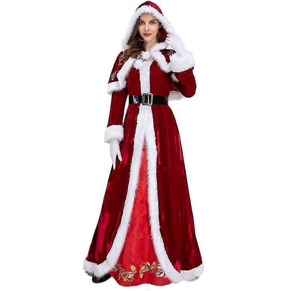 Plus Size Deluxe Velvet Adults Christmas Costume Cosplay Couple Santa Claus Clothes Fancy Dress Xmas Uniform Suit For Men Women M