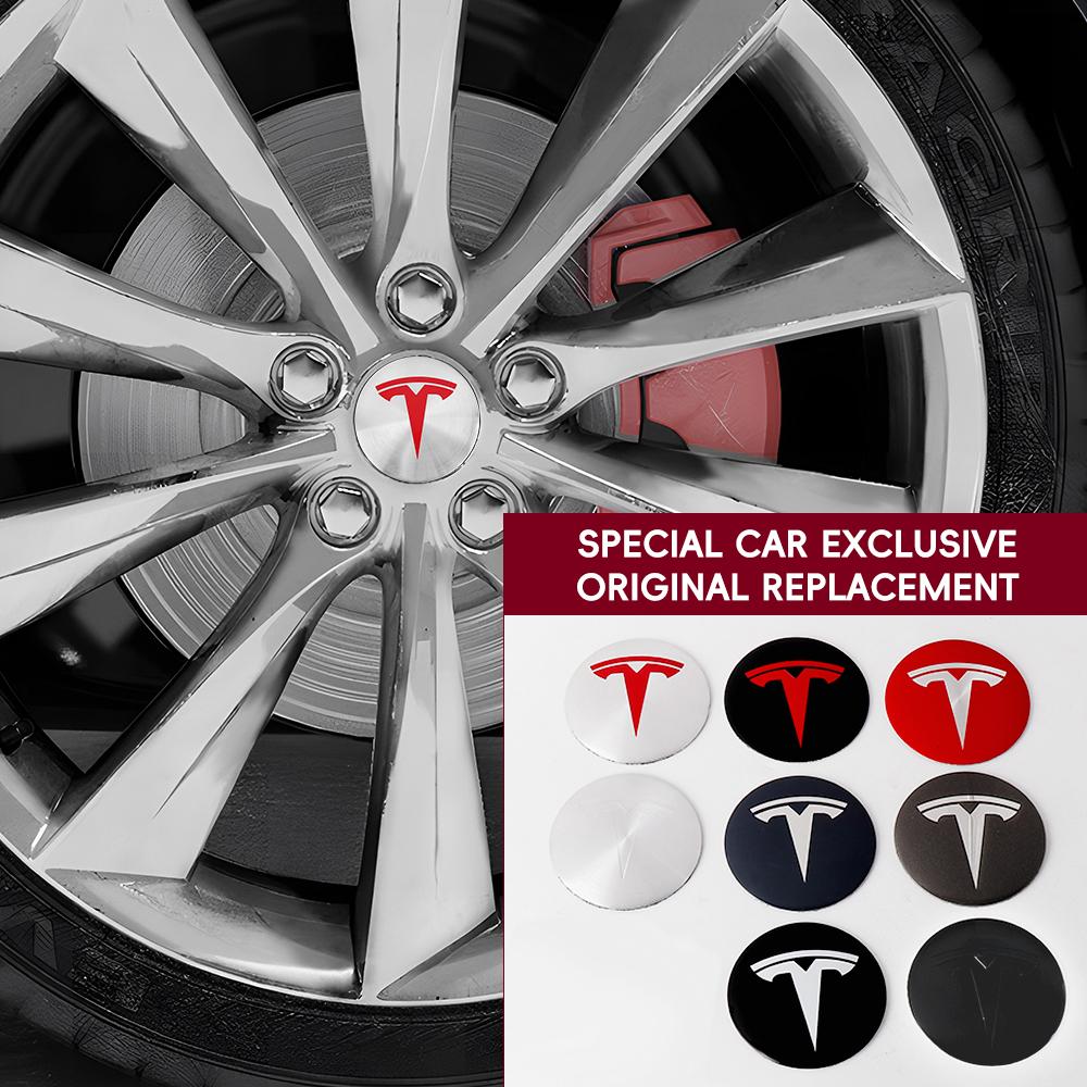 4pc 56mm Emblem Sticker Car Wheel Center Hub Metal Cap For Tesla Model 3 S X Y Cybertruck Style Roadster Invader Car Accessories