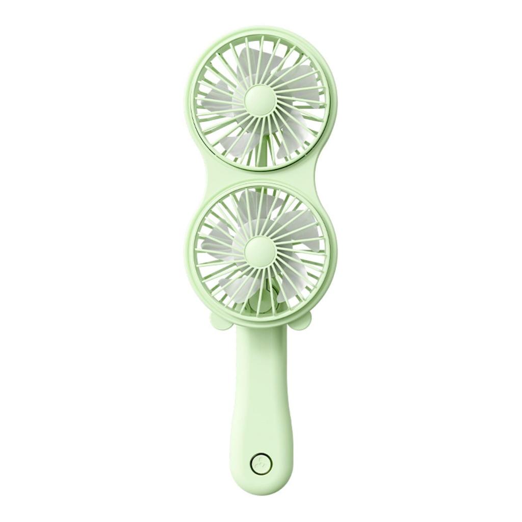 CAWKAY Double Handy Fan, Portable Desk Fan, Foldable, High Airflow, USB Charging, Perfect for Travel, Camping, Outdoors, Office, Living Room (Green)