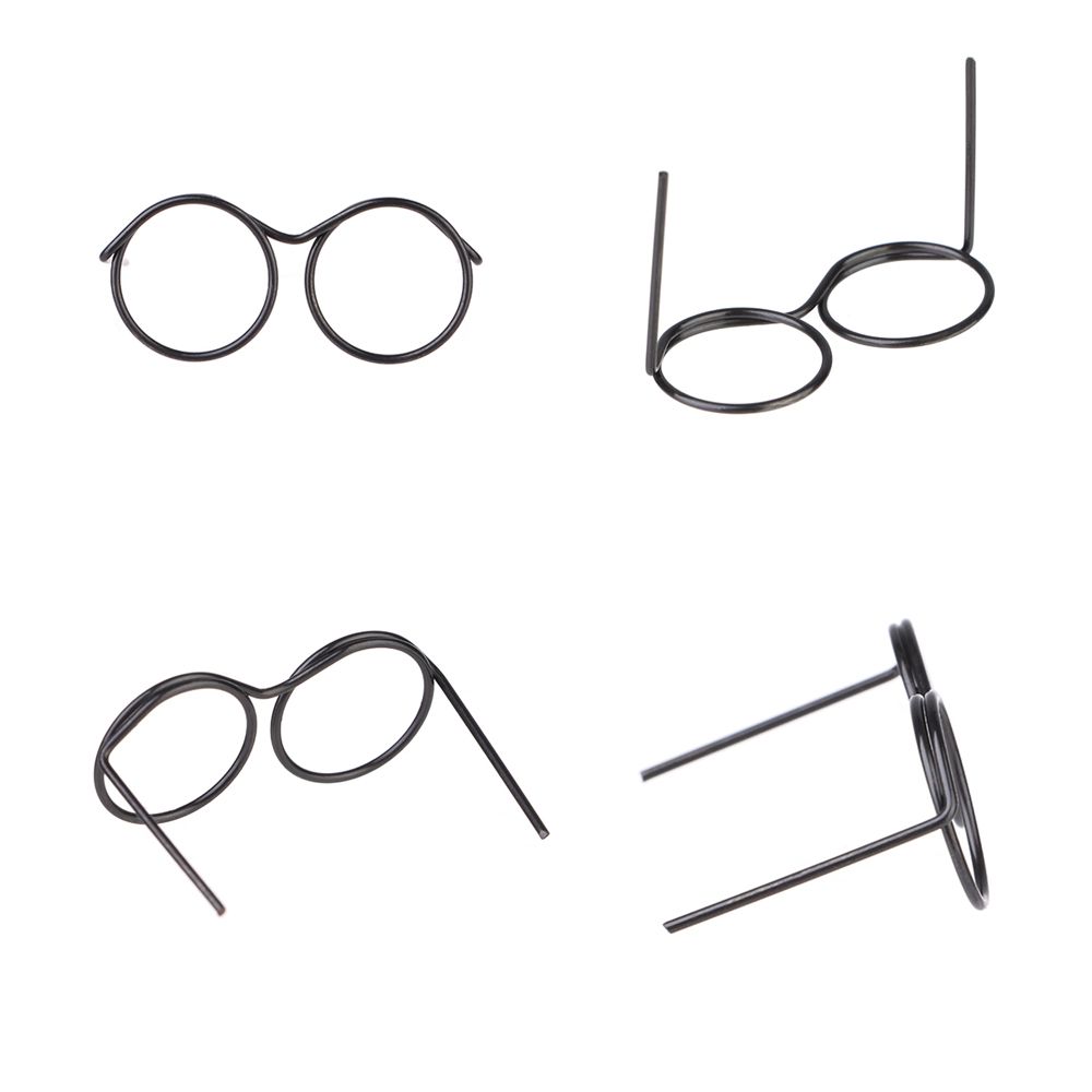 5 шт. Детские игрушечные очки из сплава, милые, с круглой оправой, для кукол, черные, без линз