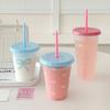 Reusable Straw Cup Milk Tea Cup 470/700ml with Lid Drinking Bottles Korean BPA Free Water Bottle Juice