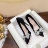 French Niche Rhinestone Pearl Bow 2025 New Spring Pointed Temperament High Heels Women's Autumn Stiletto Shoes