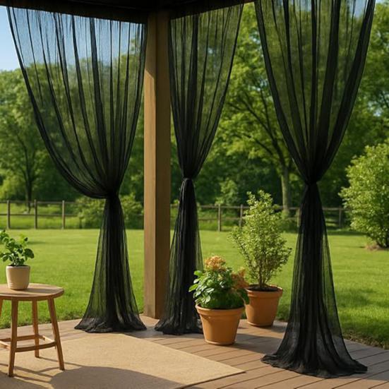 Наружная вуалевая сетчатая штора, прозрачная штора, москитная сетка, панель для защиты от посторонних глаз с карманом для штанги для патио, веранды, террасы, перголы