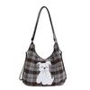 Клетчатая шерстяная сумка-тоут женская большой вместимости на плечо/мессенджер осенне-зимняя многофункциональная сумка-рюкзак