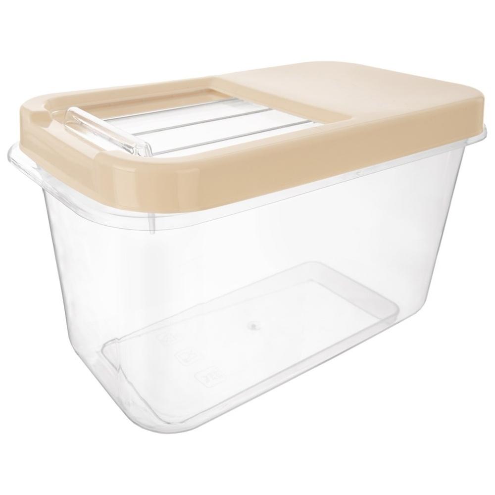 Beige Storage Container with Sliding Lid 10L