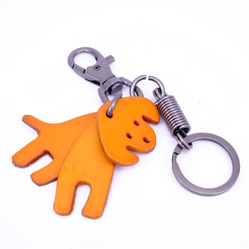 Брелок в стиле ретро из коровьей кожи растительного дубления с милым дизайном животных