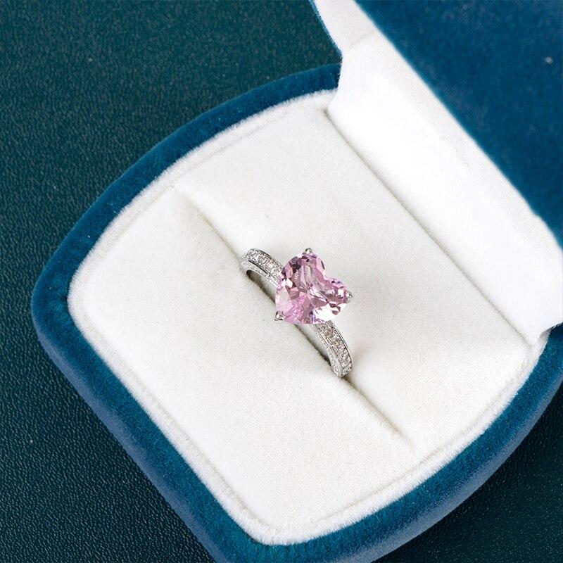 POMOiii Женские кольца в форме сердца, серебряные, блестящие, белые, розовые, с цирконием, стильные аксессуары для вечеринки, модные украшения