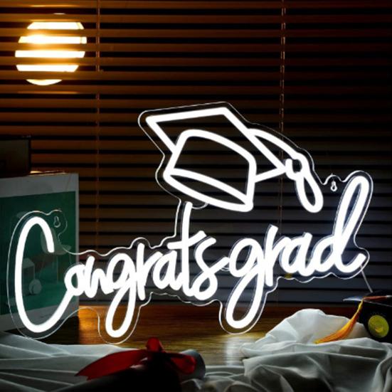 Светодиодная неоновая вывеска Congrat Grad, не мерцает, яркость регулируется, питание от USB, ночник Congrat Graduation Sign