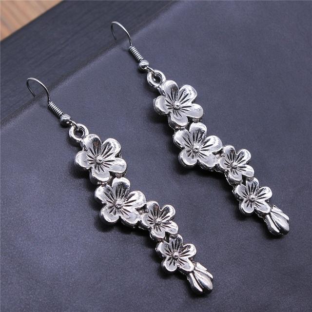 Винтажные простые старинные серебряные серьги-подвески в виде ветки клевера для женщин и девушек в подарок