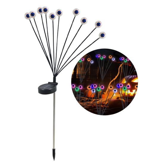 Solar Eyeball Lights Halloween Outdoor Stake Lights Colorful Glowing Ghost Eye Design Waterproof Decorative