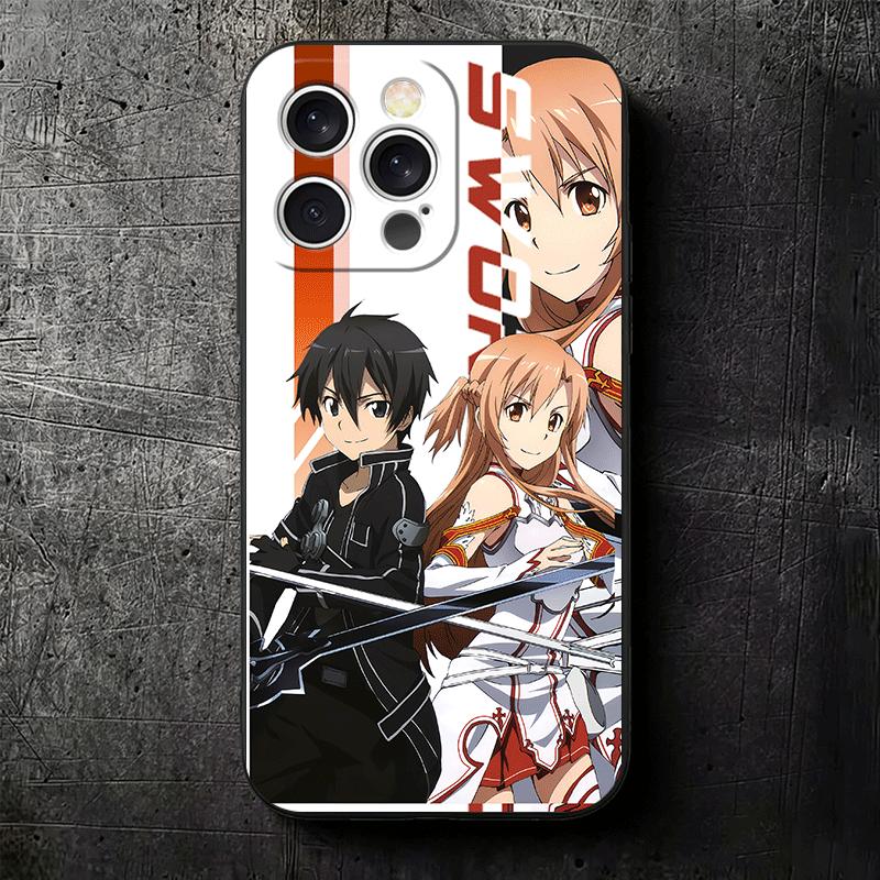Аниме S-Меч O-Онлайн SAO Мягкий чехол для телефона для iPhone 16 16E 17 Air 15 Pro Max 14 Plus 13 Mini 11 12 7 Черный чехол Задняя панель