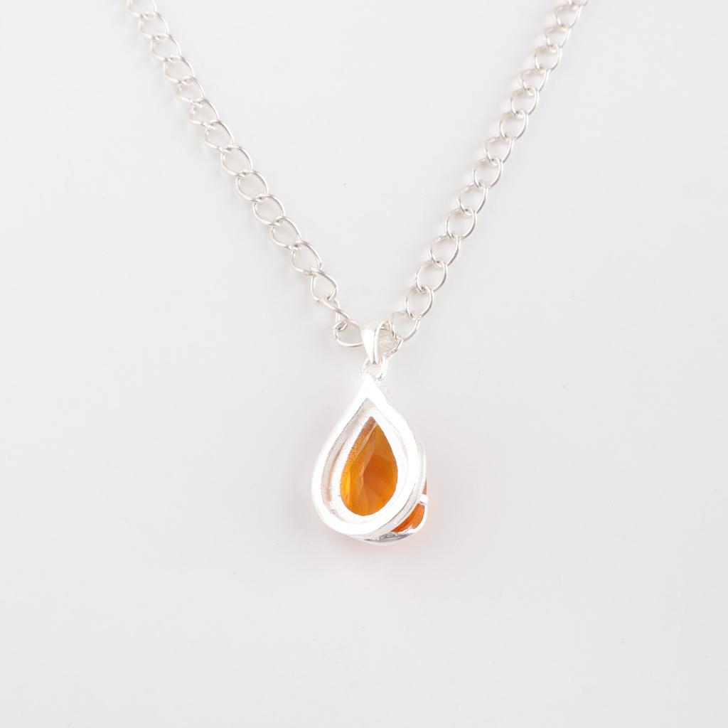 Yellow Citrine Gemstone 925 Sterling Silver Jewelry Fashionable Zircon Pendant CZP-7-15