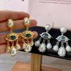 Vintage Devil Eye Earrings Water Droplet Exaggerate Earring Fashion Pearl Drop Earrings  Women