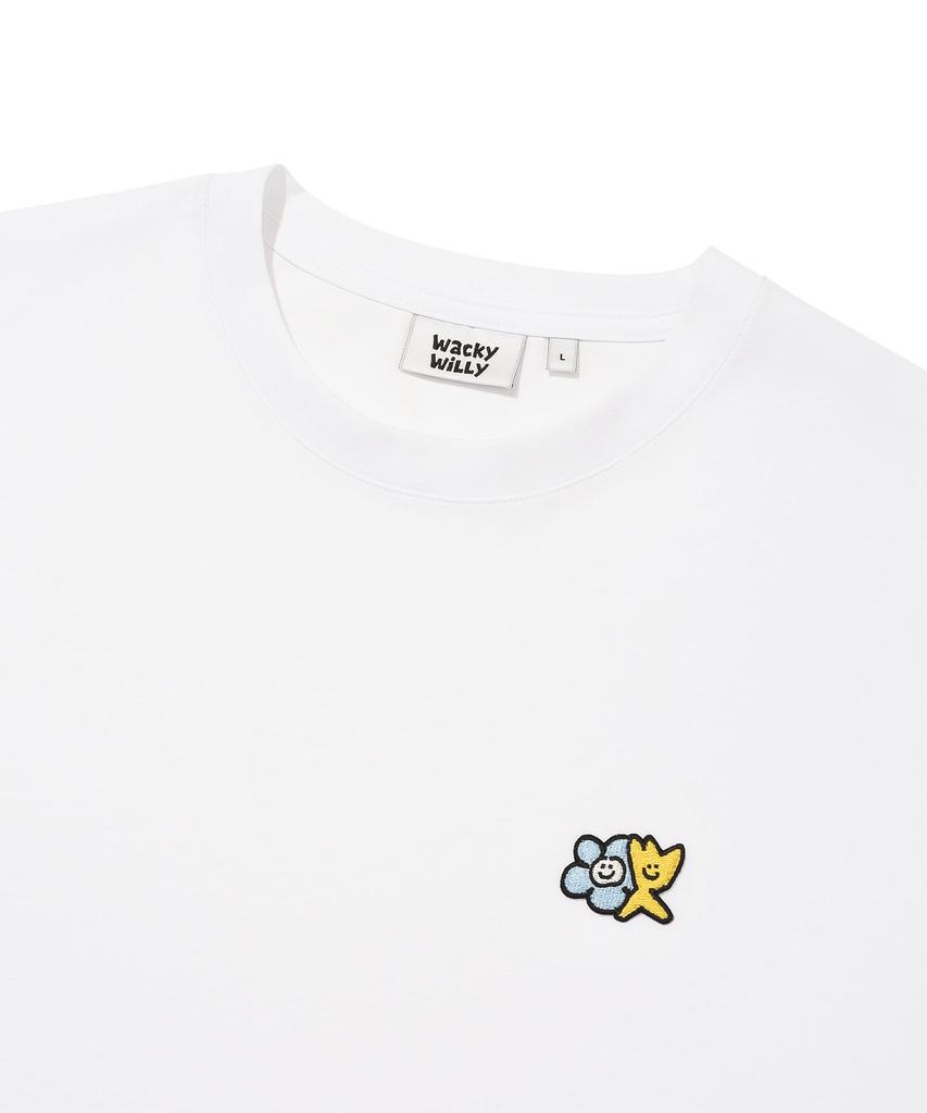 WACKY WILLY Kiki Lily Double Wappen Short Sleeve T-Shirt White